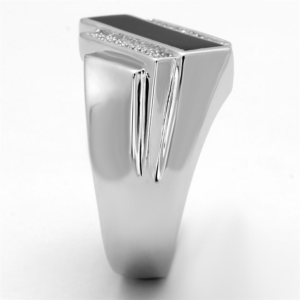 TS218 - Rhodium 925 Sterling Silver Ring with AAA Grade CZ in Clear