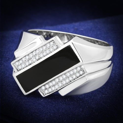 TS218 - Rhodium 925 Sterling Silver Ring with AAA Grade CZ in Clear