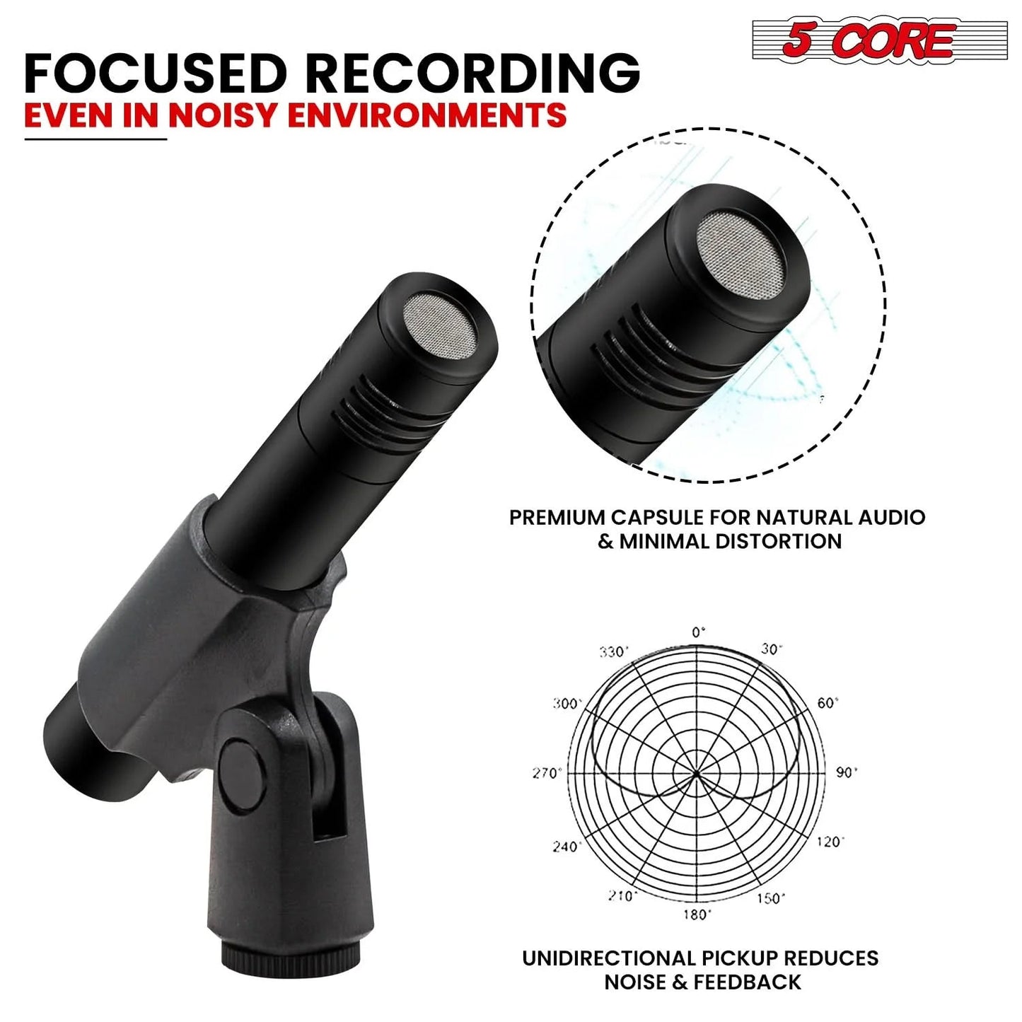 5Core Instrument Microphone Professional XLR Cardioid Pencil Stick
